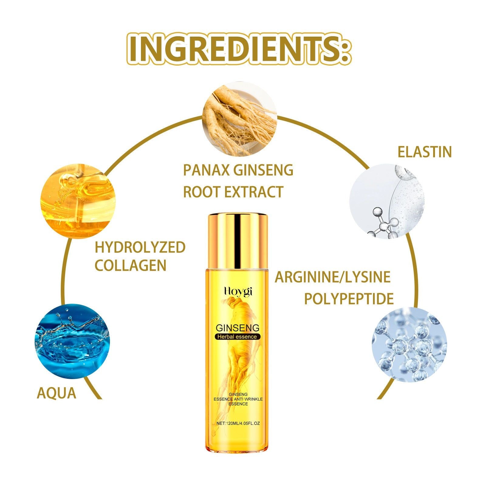 Revitalize Skin with Ginseng Anti-Wrinkle Essence, Deep Moisturizer, Fine Line Repair ,120ml