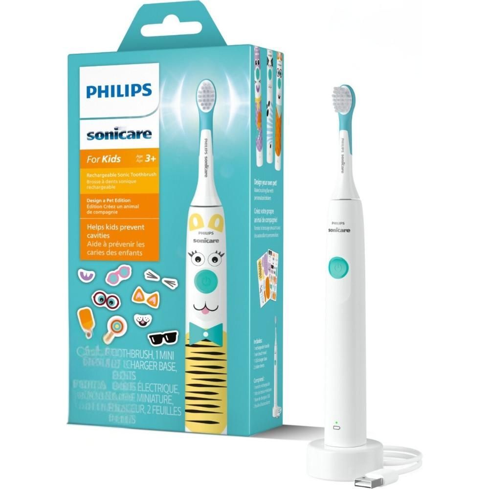 Philips Sonicare For Kids Rechargeable Toothbrush With Sticker Gift For Children / Precision Sonic Brush - HX3601/01