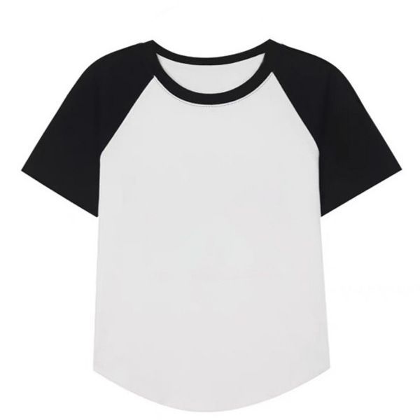 Pure Cotton Curved Hem Round Neck Short Sleeve T Shirt For Women