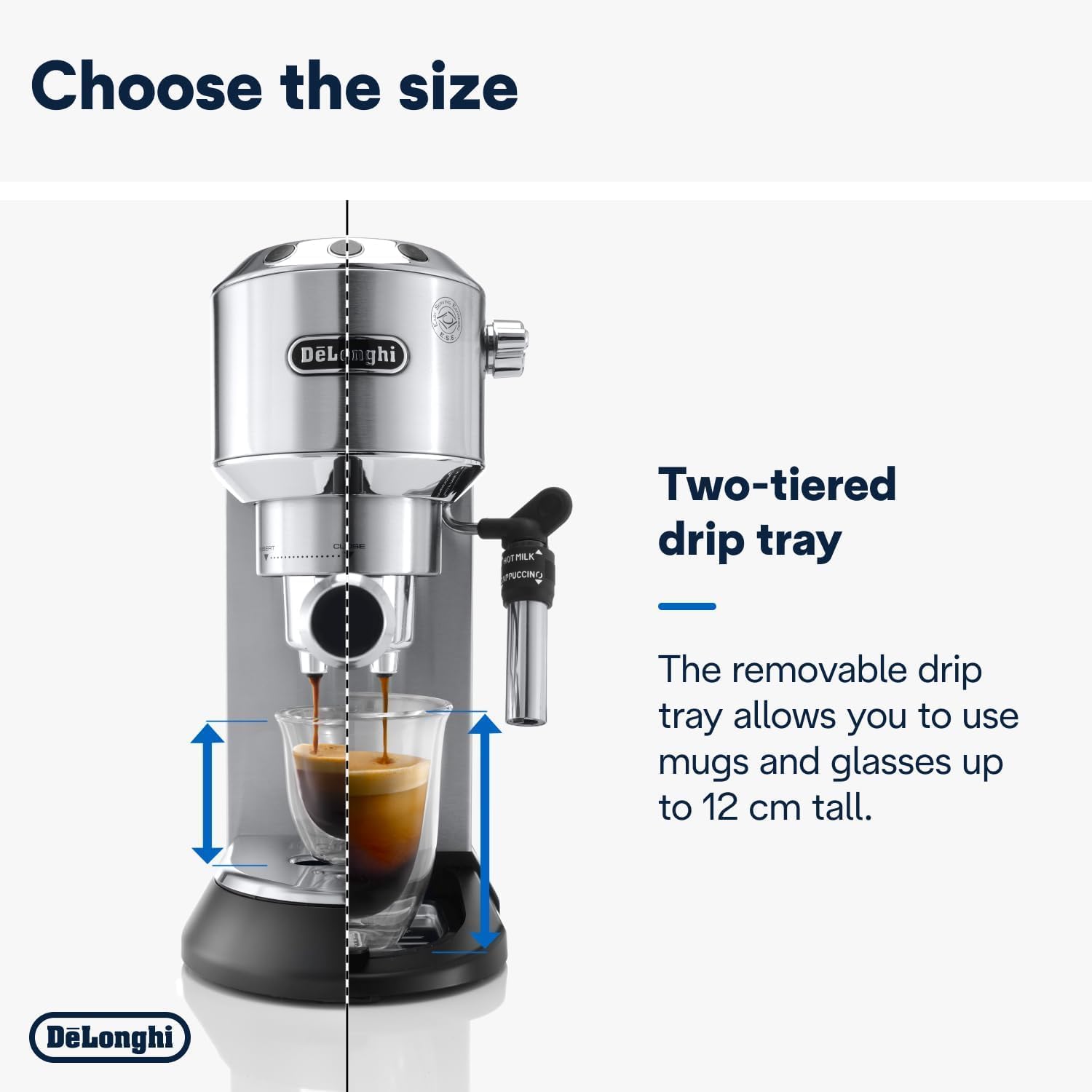 De'Longhi Dedica Style Pump Espresso Machine, 15-Bar Pressure, Milk Frother, Silver