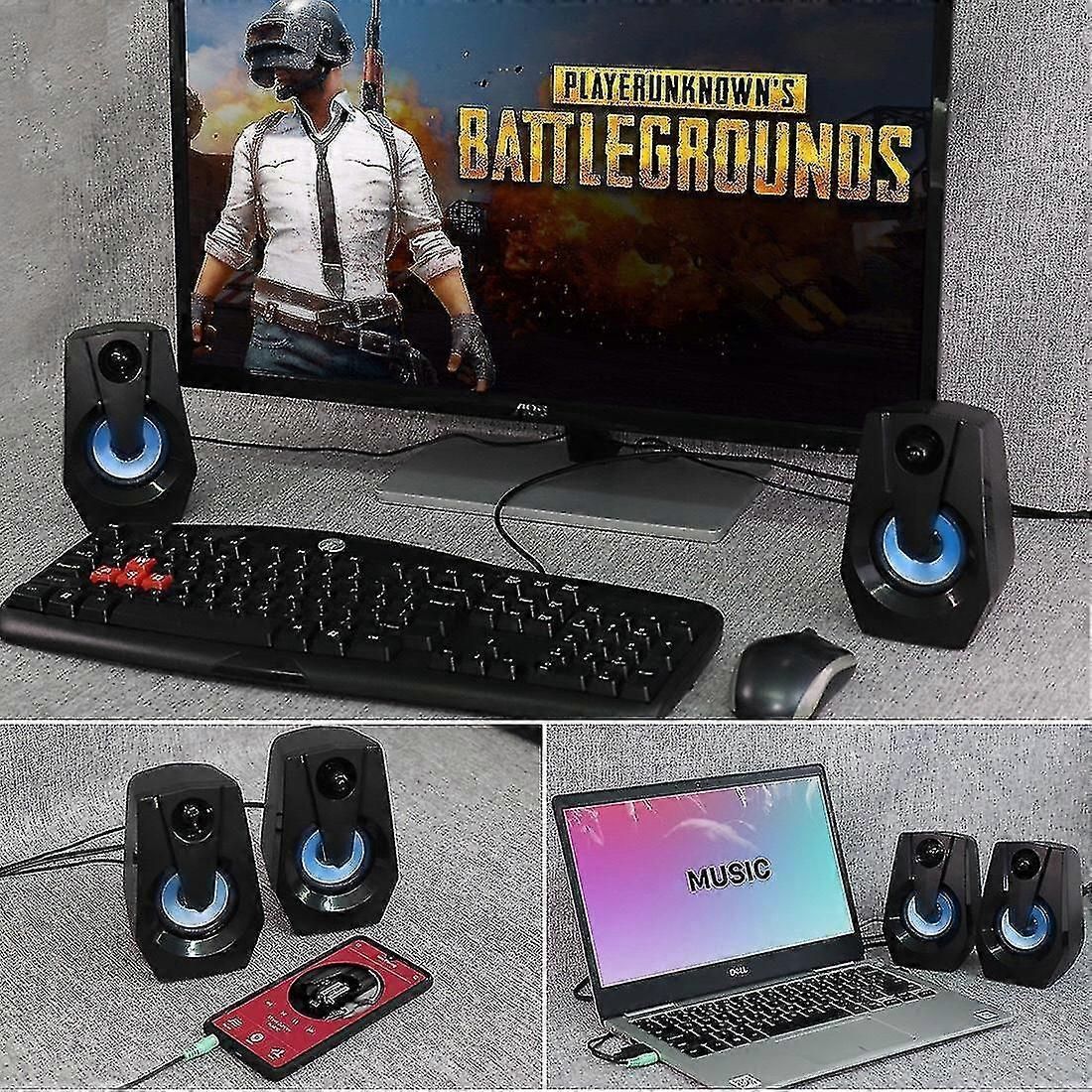 Pc Gaming Led Speakers Surround Sound System Loud Deep Bass Usb Wired Pc Laptop Computer Desktop Speaker