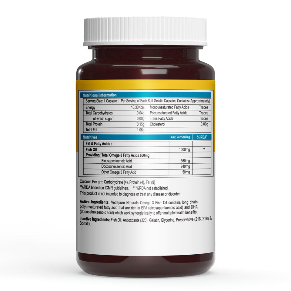 VEDAPURE Omega-3 Fish Oil 60 Capsules
