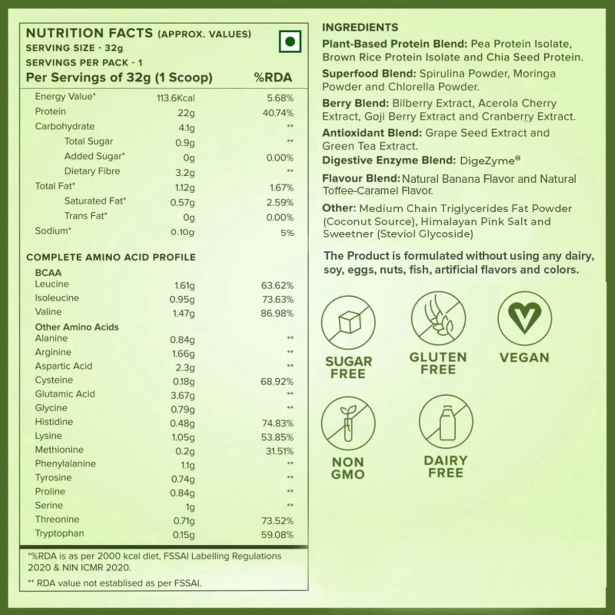 Wellbeing Nutrition Organic Vegan Plant Protein Isolate Powder British Banoffee Pie - 32gm