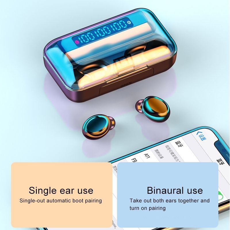 F9-5C Three-screen Digital Display Bluetooth Earphone
