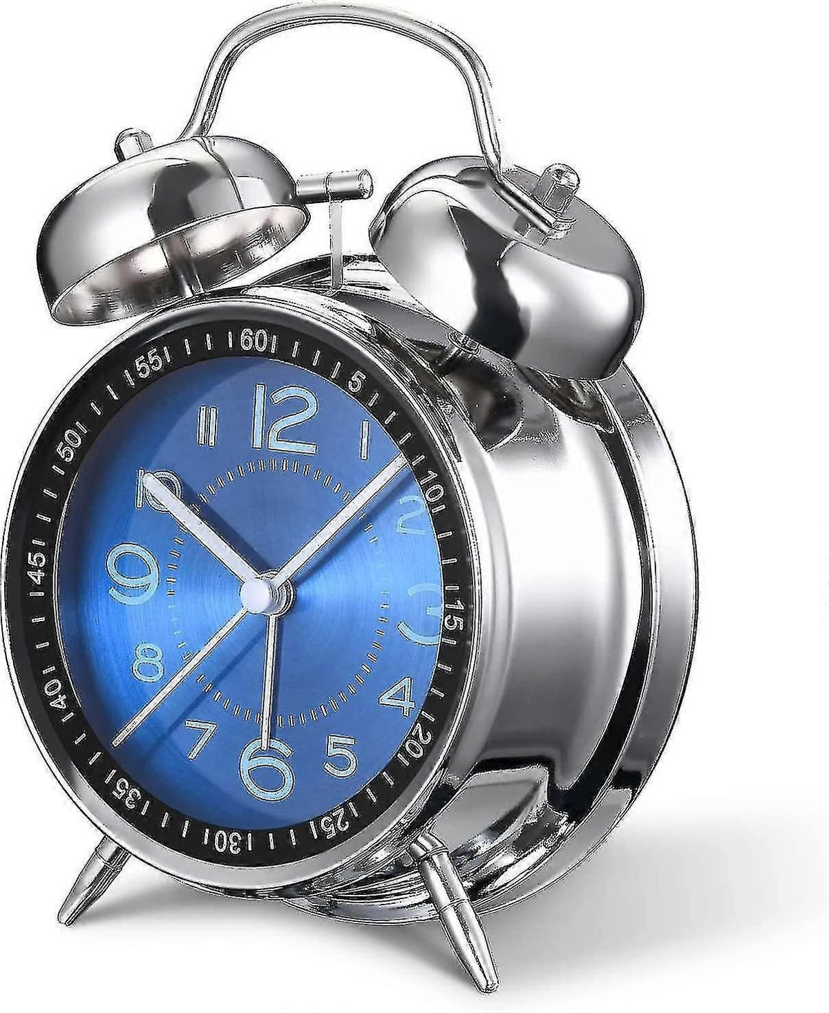 Loud Alarm Clock For Heavy Sleepers Adults,4 Inch Silent Non-ticking Quartz With Backlight,twin Bell (blue) zxin