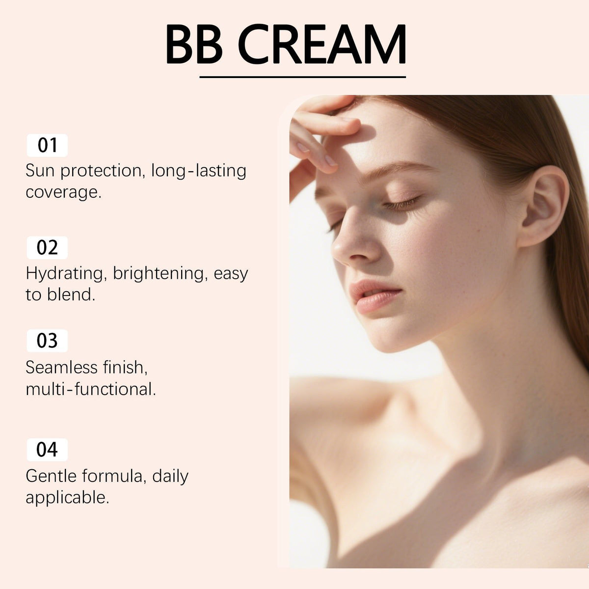 BB Cream SPF65, Refreshing Hydrating, Long-Lasting Sun Protection, Flawless Skin ,100ml