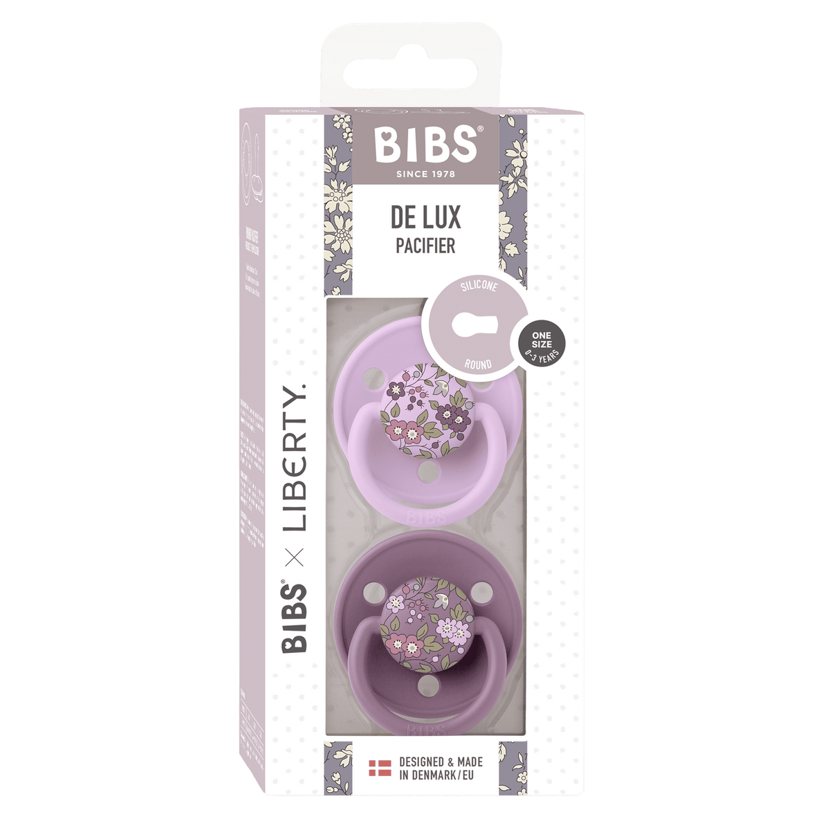 Bibs -x Liberty De Lux 2 Pack Silicone Onesize-Camomille/Mauve