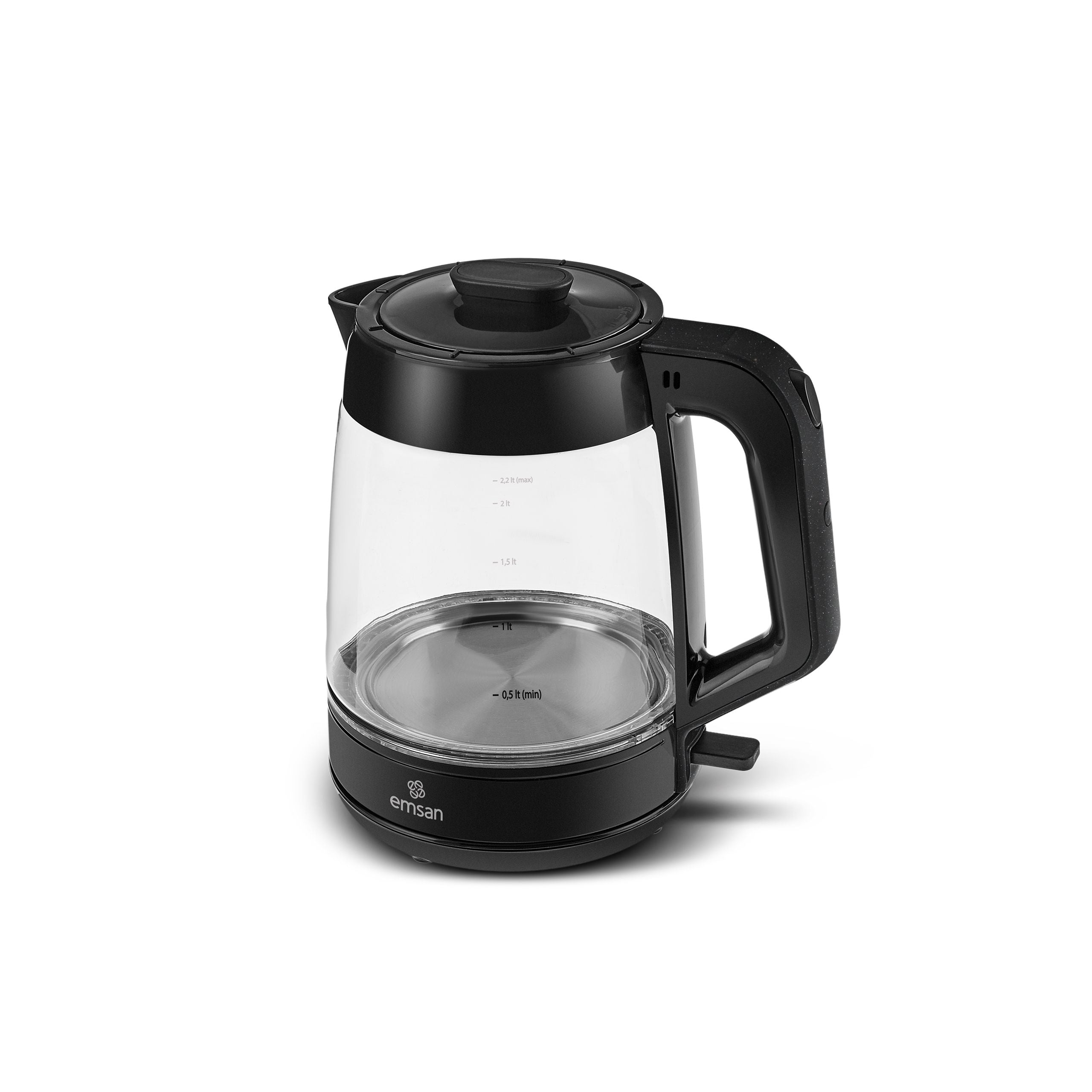 Emsan Glass Tea XL 2-in-1 Electric Glass Tea Maker & Water Kettle, Shiny Black