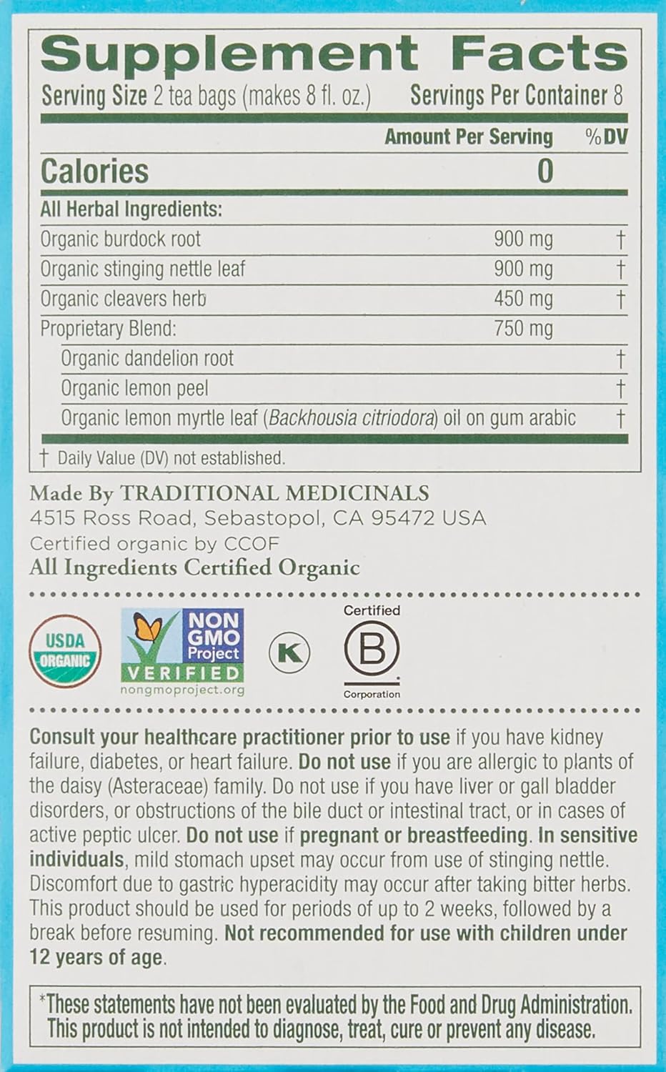Traditional Medicinals Tea Everyday Detox Lem