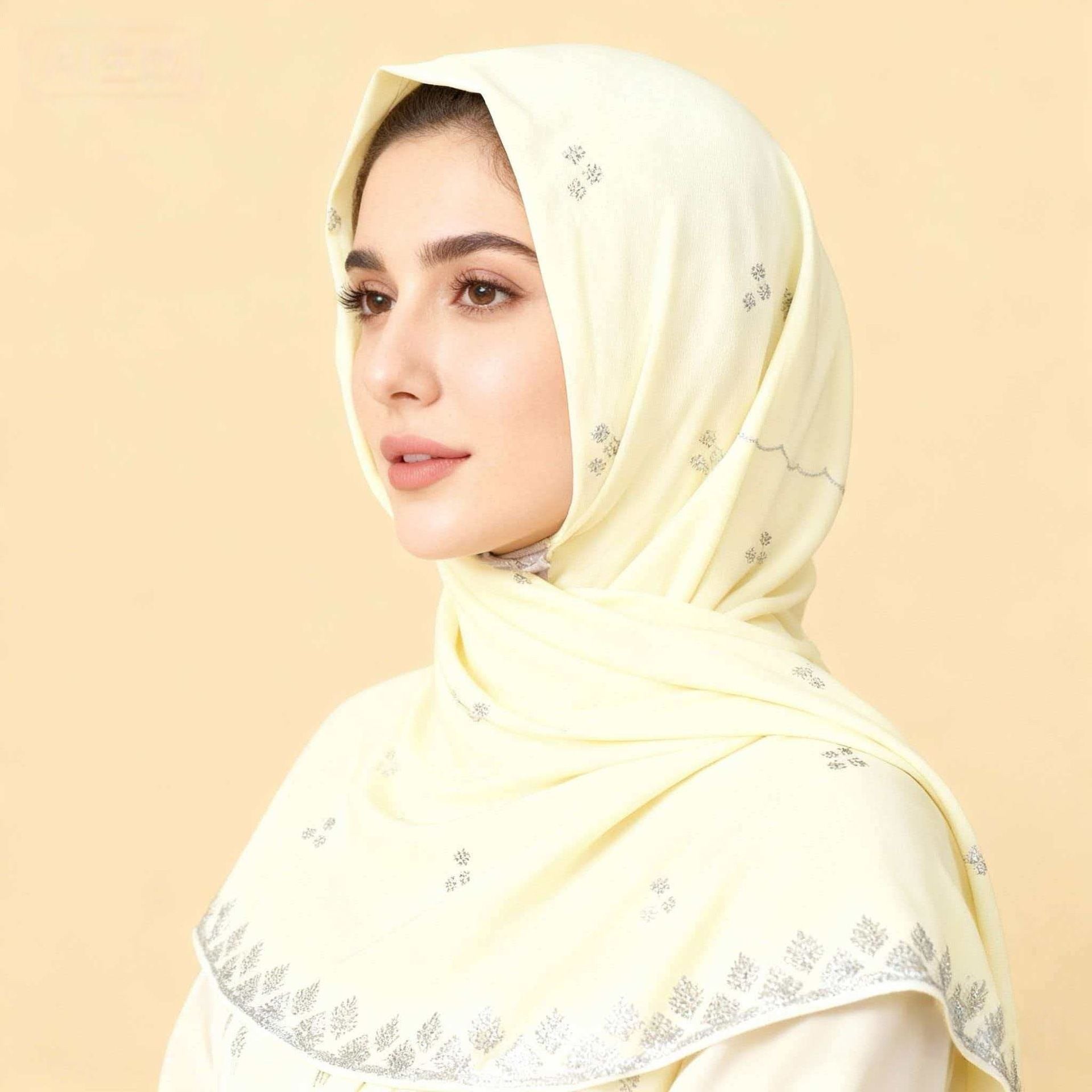 Cotton Rhinestone Hijab Scarf for Women 110x110cm