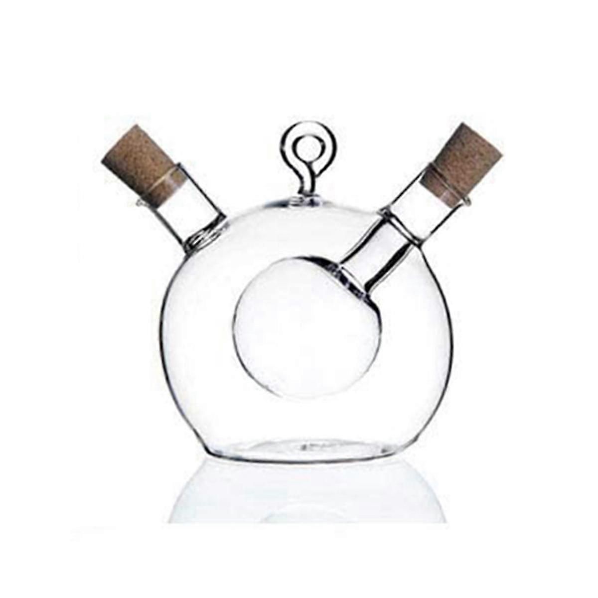 Olive Oil And Vinegar Dispenser 2 In 1 Kitchen Glass Bottle Oil And Vinegar Bottle With Cork Stopper zxin