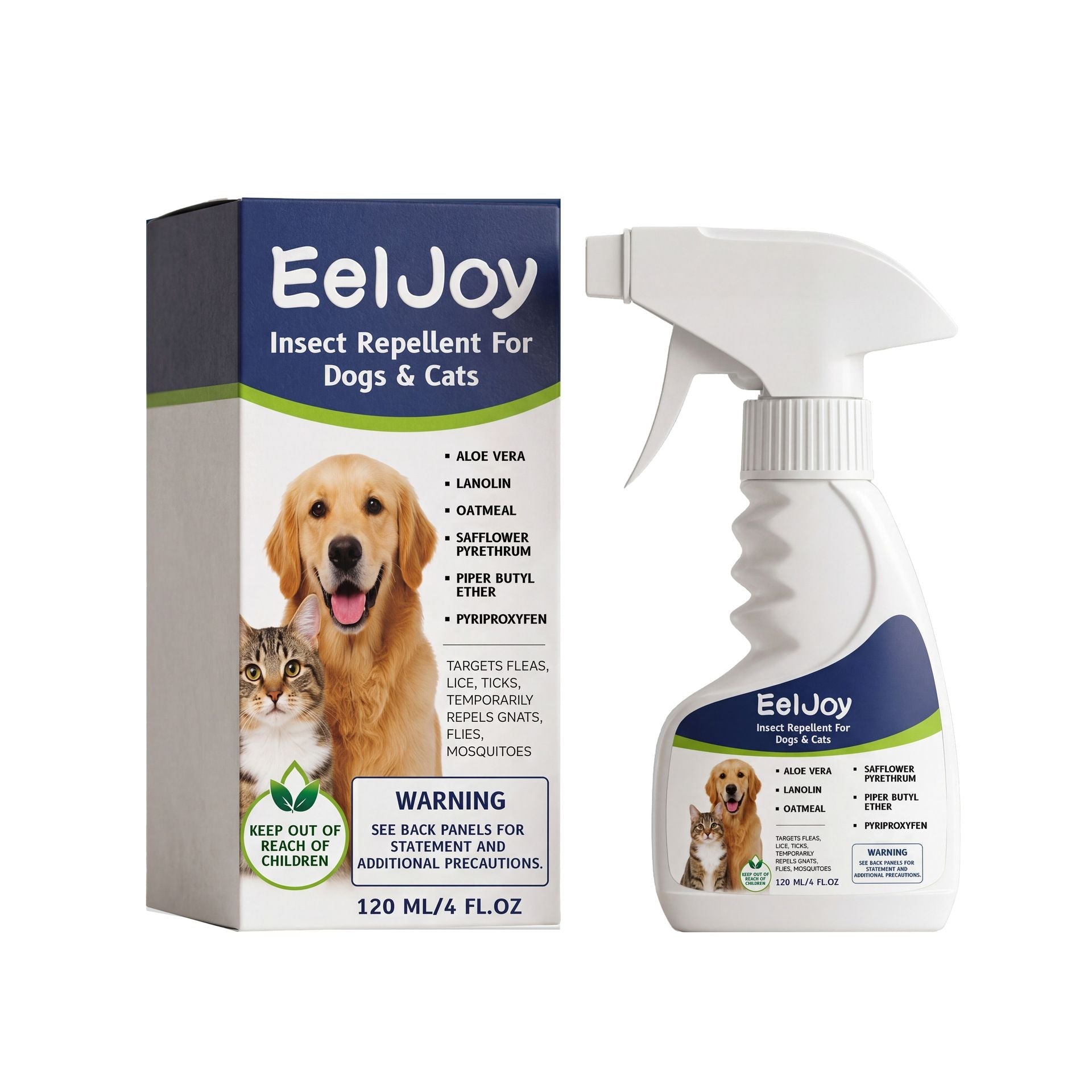 EelJoy Pet Insect Repellent Spray for Dogs & Cats, Gentle Daily Topical Care Spray 120ml