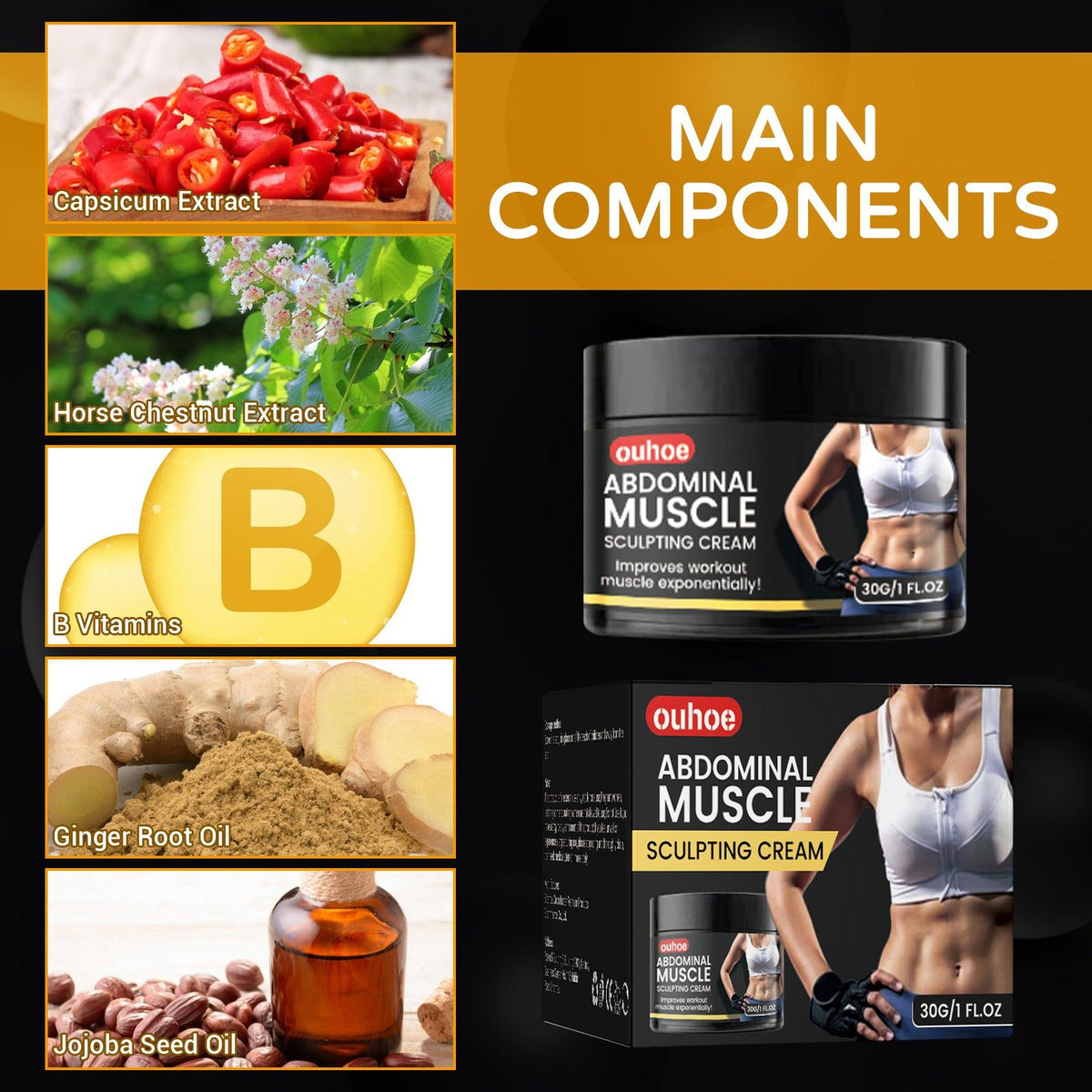 Achieve Flat Abs Fast with Abdominal Muscle Shaping Cream, Boost Fat Burn, Enhance Workout Results ,30g