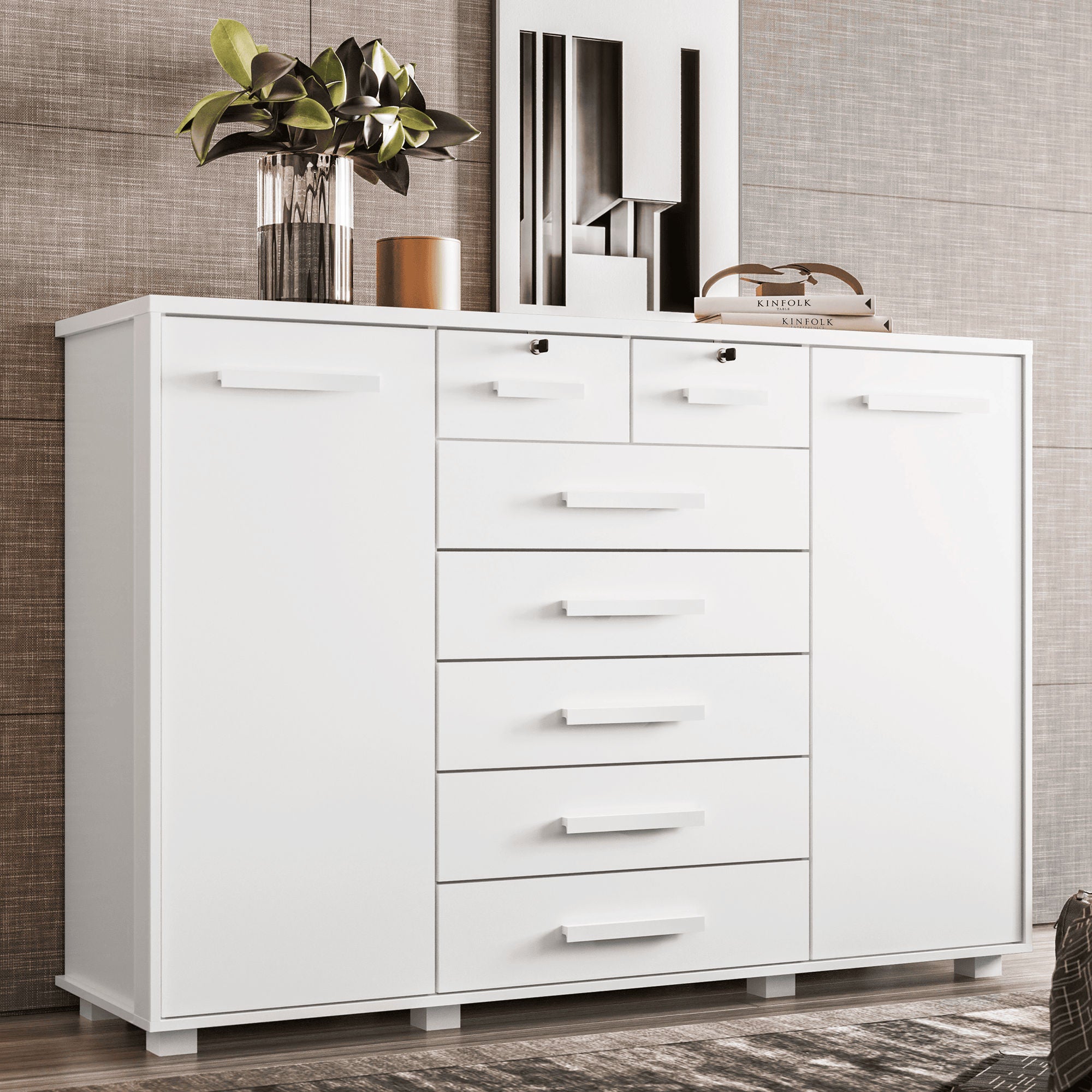 Fontana White 2 Doors Dresser