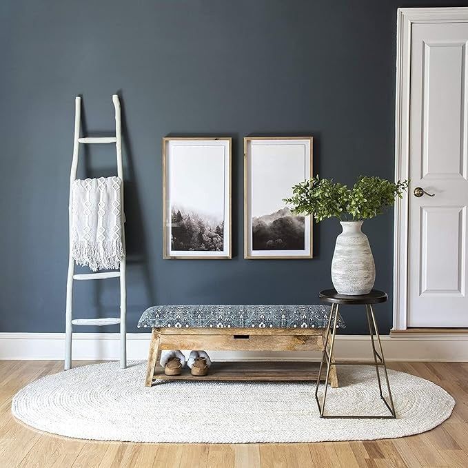 Bohemian Off-White Oval Jute Rug | Natural Braided Fiber Area Rug for Bright Interiors