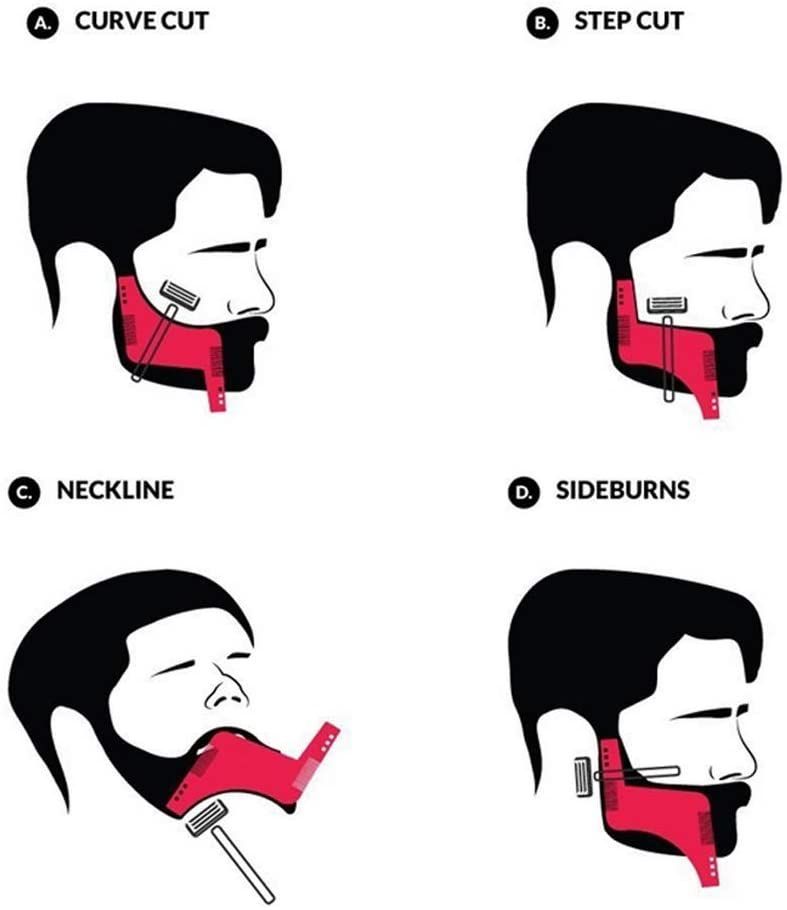 2 Pack Beard Shaping Comb Symmetric Beards Shaper Styling Trim Template Facial Hair Grooming Tool