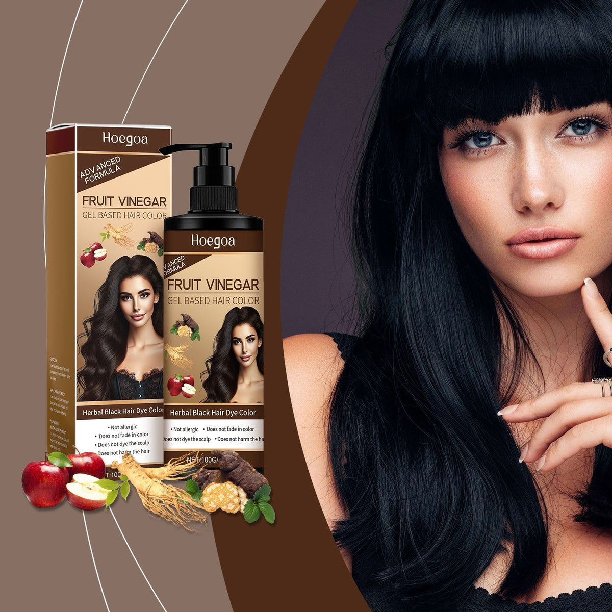 Black Hair Cream, Natural Plant Extract, Long-lasting Color, Fresh and Supple Hair ,100g