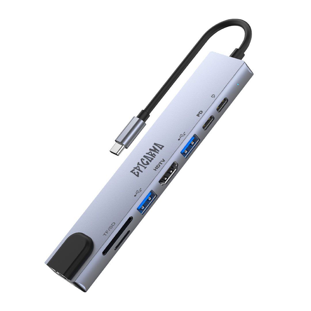 EPICARMA 8-in-1 USB-C Multiport Hub, Gray