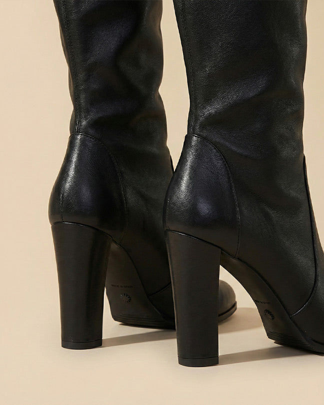 Stuart Weitzman highland  Black Leather BLK Heeled Over-the-Knee Boots
