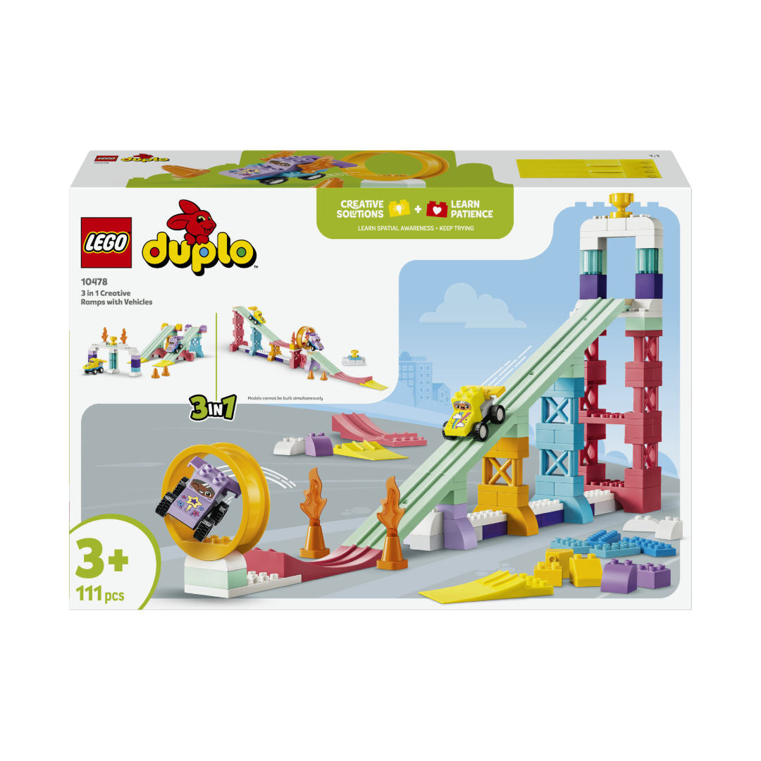 LEGO DUPLO 3-in-1 Creative Ramps with Vehicles Toy Set, For Age 3+ Years