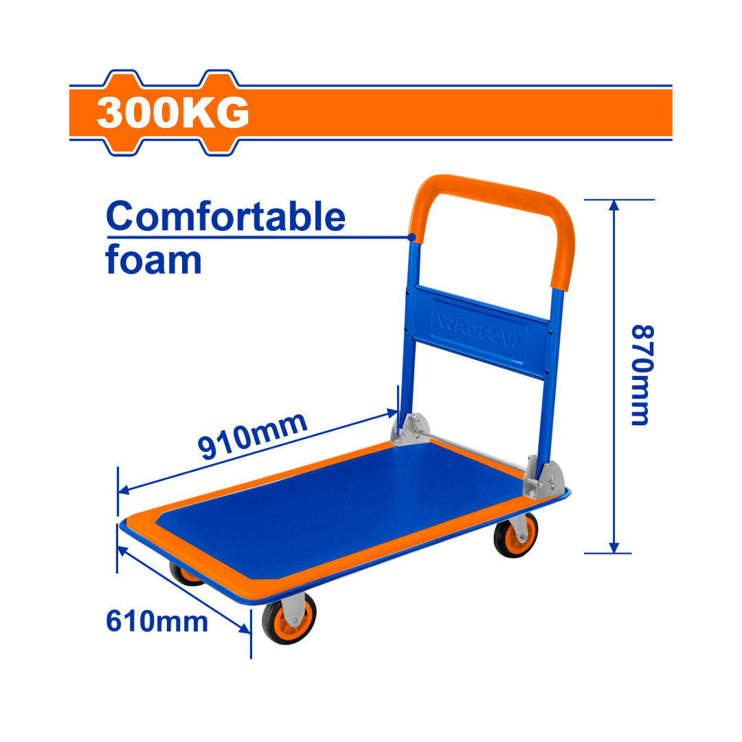 WADFOW Foldable Platform Hand Truck, Steel Handle With Comfortable Foam Grip