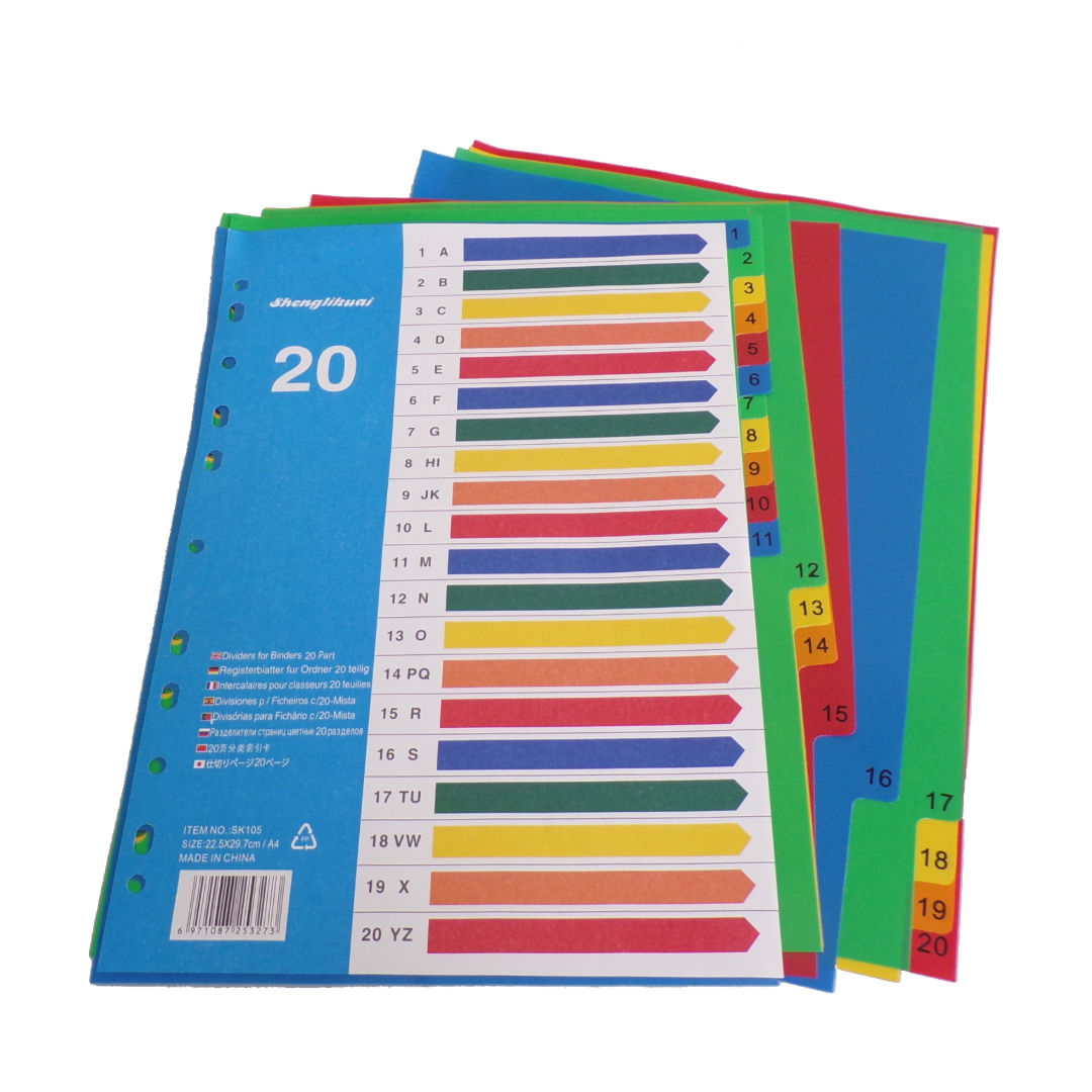 RSC A4, PVC Divider 1–20 Colour Tabs, SK105/MG-020 C25-141