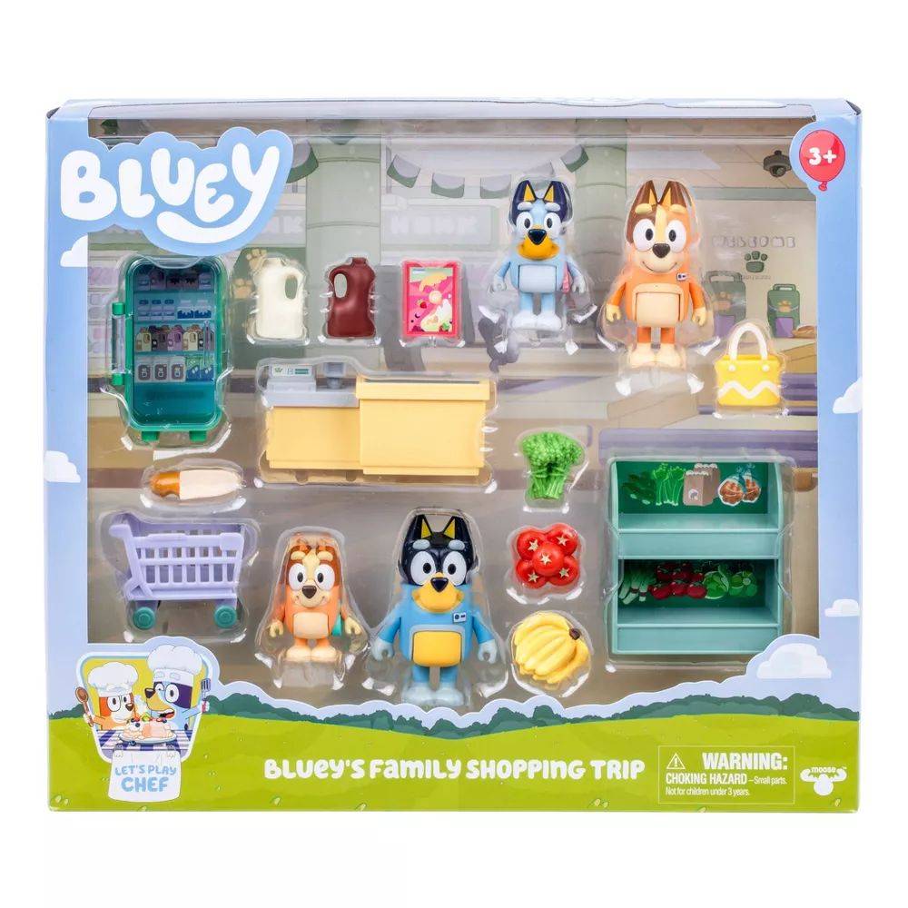 Bluey Lets Play Chef Blueys Family Shopping Trip Playset, 3+ years