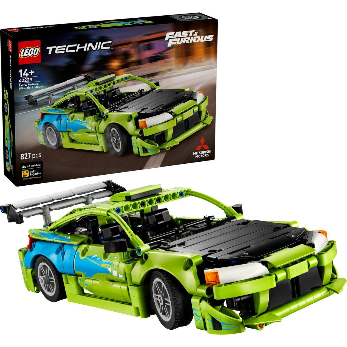 LEGO Technic Fast & Furious Mitsubishi Eclipse Building Set, 827 Pieces, For Age 14+ Years