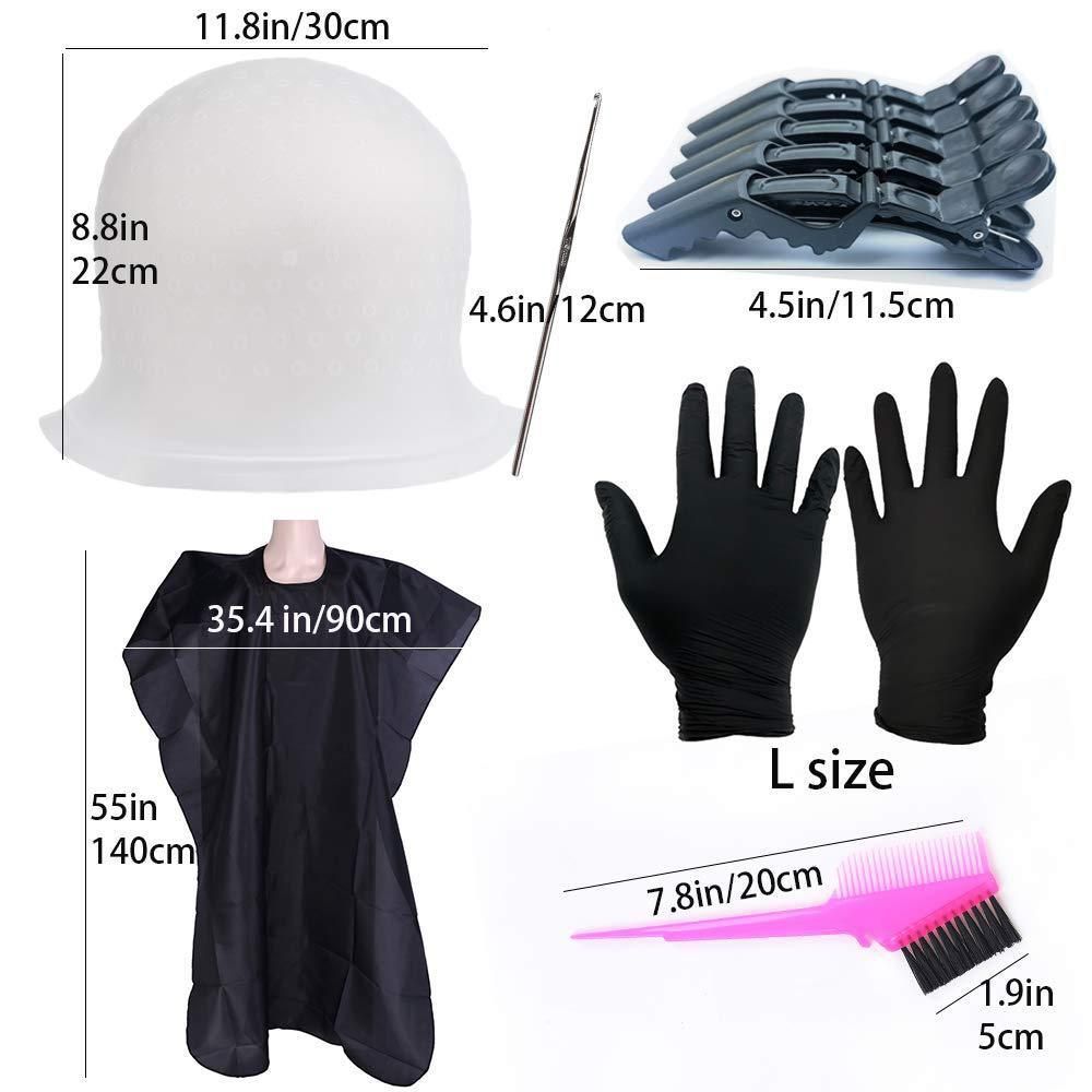 10Pcs Silicone Highlighting Cap Hair Dye Kit Salon Set