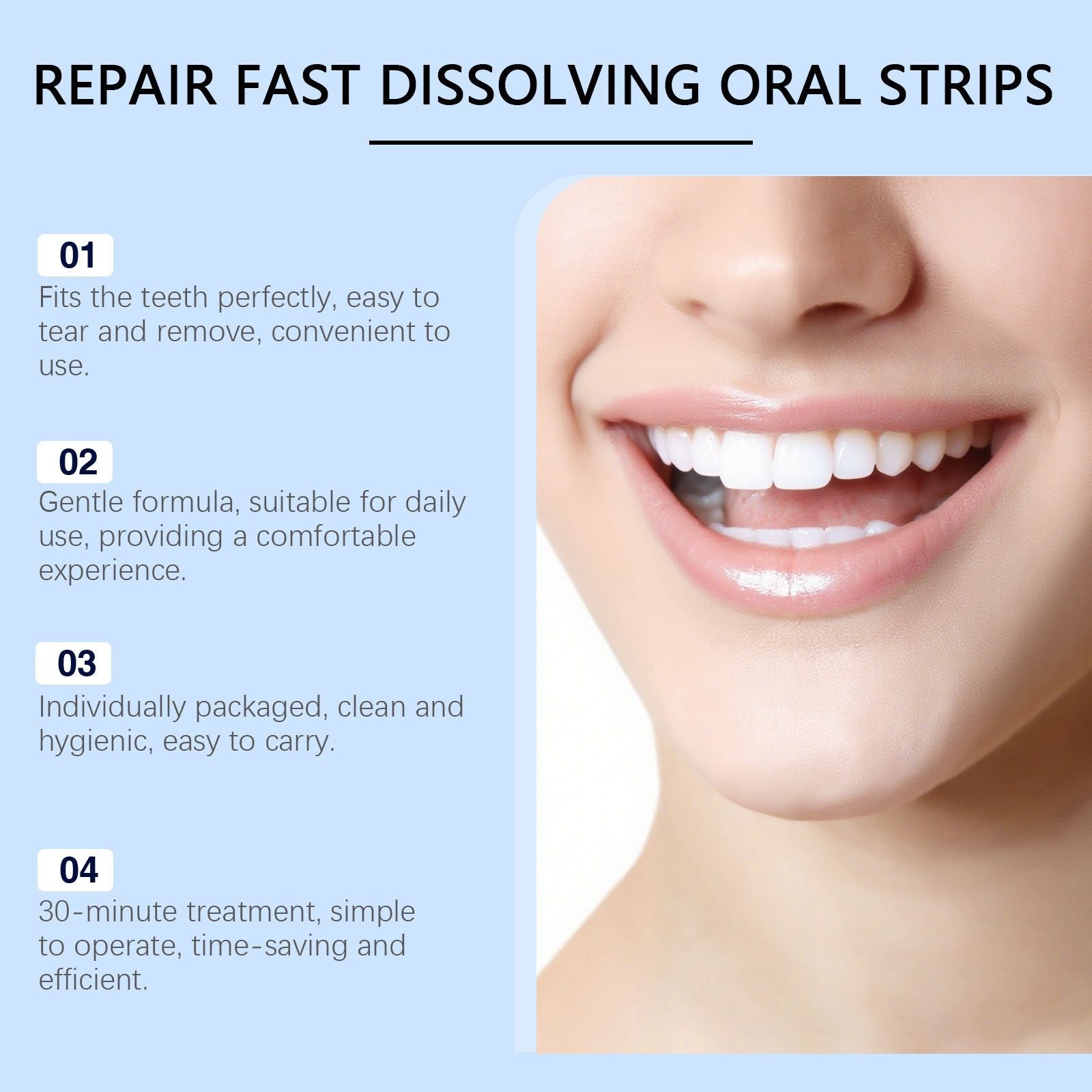 Tooth & Gum Repair Fast-Dissolving Oral Strips - Whitening, Stain Removal & Gum Care (7 Pieces)