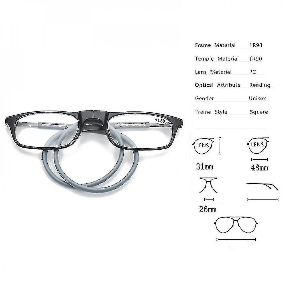 Reading Glasses High-grade Tr Magnetic Absorption Hanging Neck Funky Readers Glasses Sno