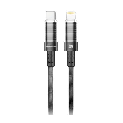 Porodo Transperant Shell USB-C to Lightning Cable 30W