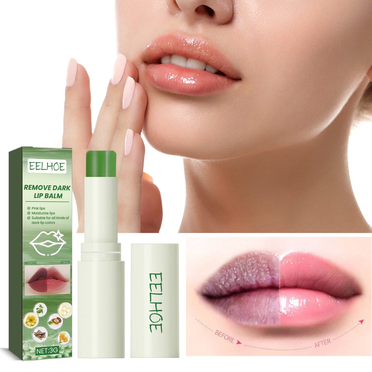 Black Lip Balm Fade Lip Lines Moisturize Break Black Lips Natural Glow ,3g