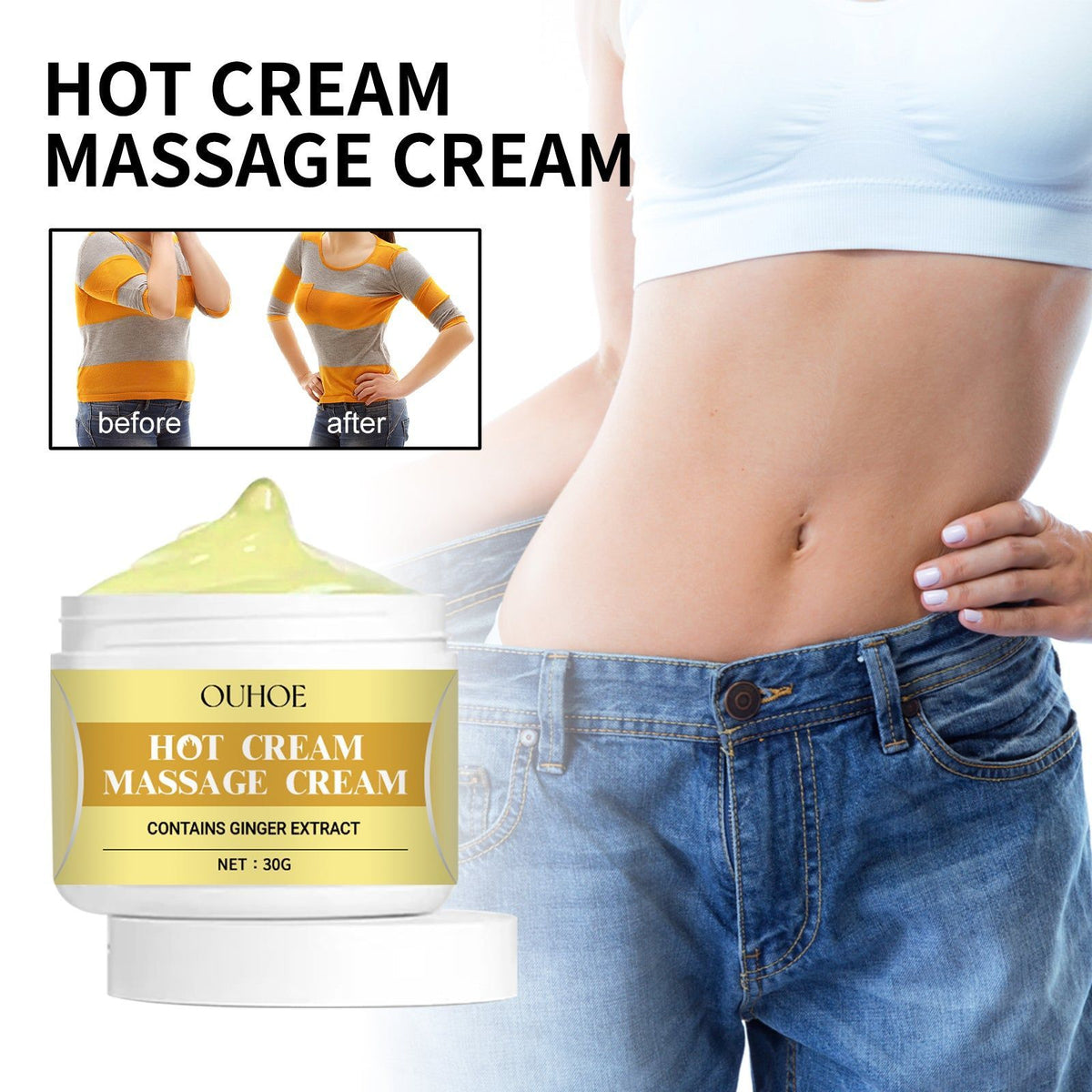 Shape Up & Slim Down Body Cream, Boost Metabolism, Burn Fat, Water Retention ,30g