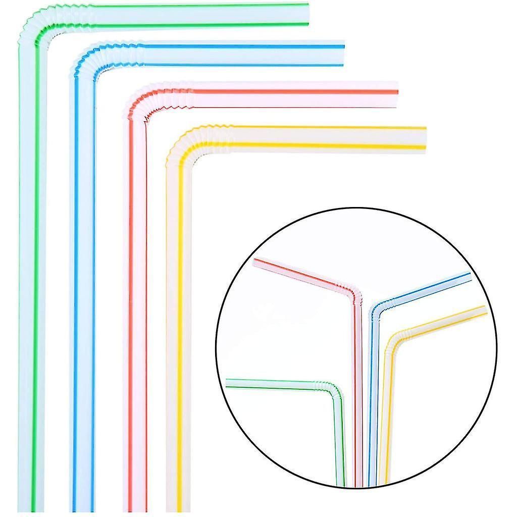 300 Pieces Plastic Drinking Straws 8 Inches Long Multi-colored Striped Bedable zxin