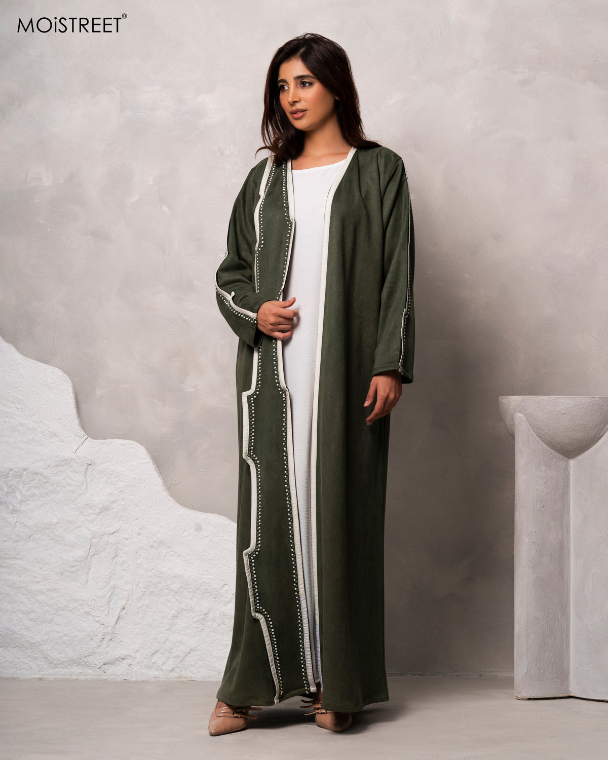 MOiSTREET Handmade Suede Shamua Abaya
