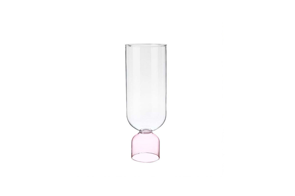Bell Base Pot – Clear & Blush Pink (Medium)