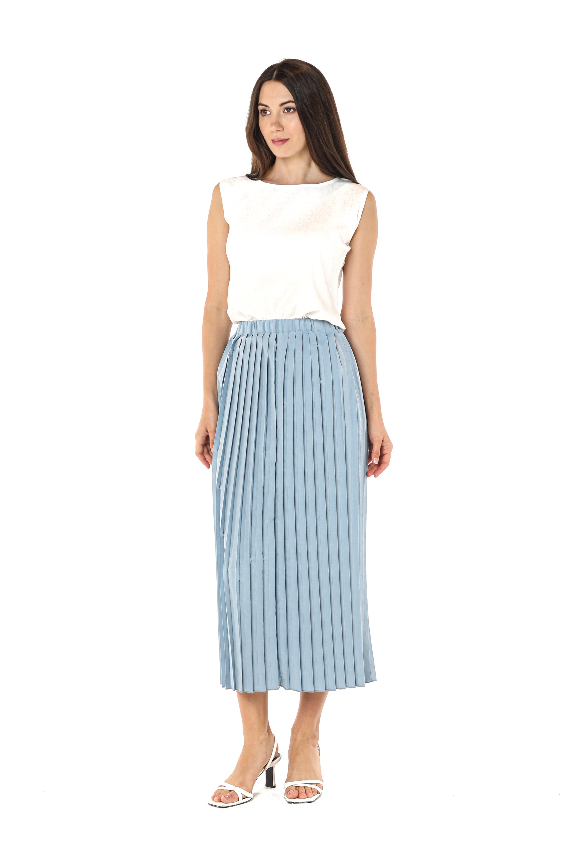 MOiSTREET Blue Shamua Pleated Skirt