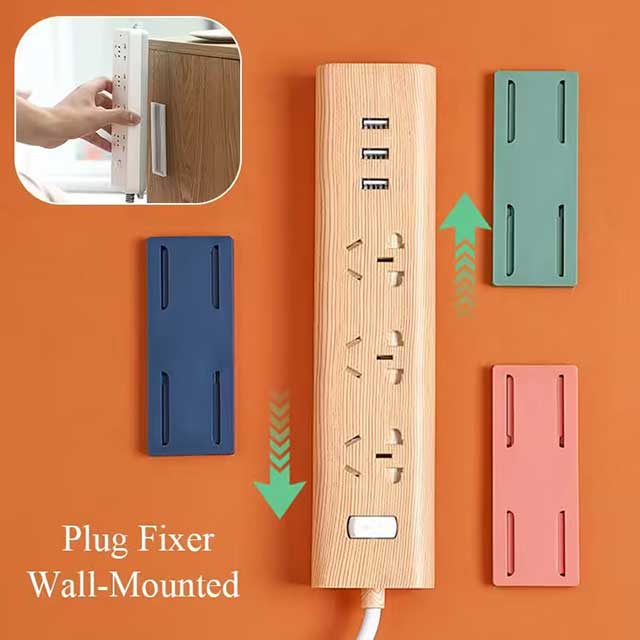 Wall-Mounted Plug Fixer – Secure and Organized Electrical Outlet Holder for Cables & Plugs