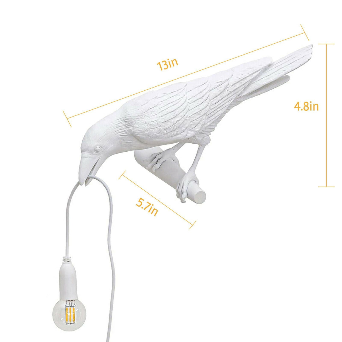 Bird Lamp Resin Crow LED Light Bedroom Wall Sconce Lamp Table Living Room Art Decoration