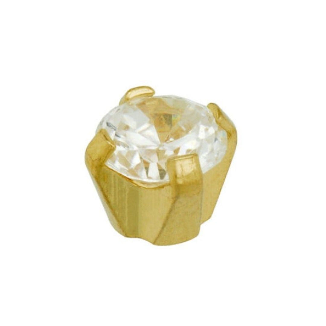 Caflon Safetec 24Ct Gold Plate, White Cubic Zirconia Clawset Earring