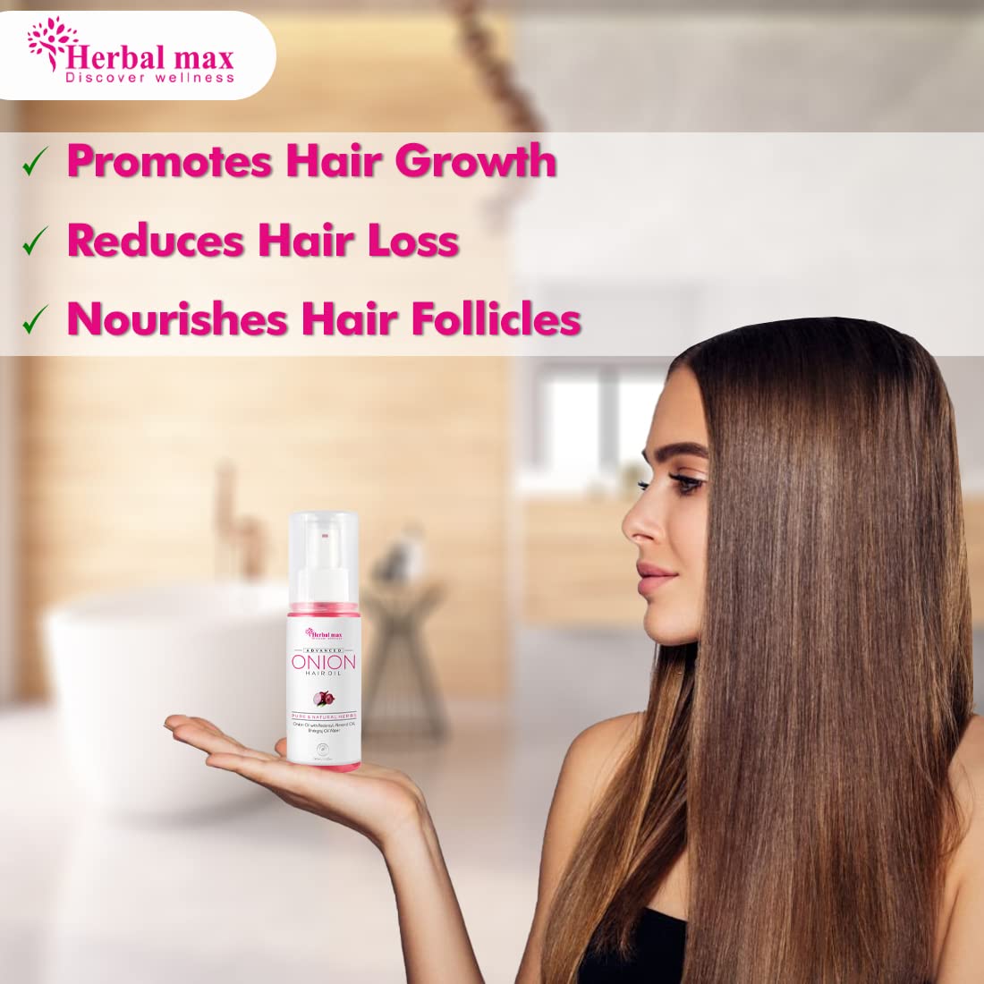 Herbal max Advance Onion Seed Hair Oil for Silky and Strong Hair, Controls Hair Fall, Promotes Growth (100ML)