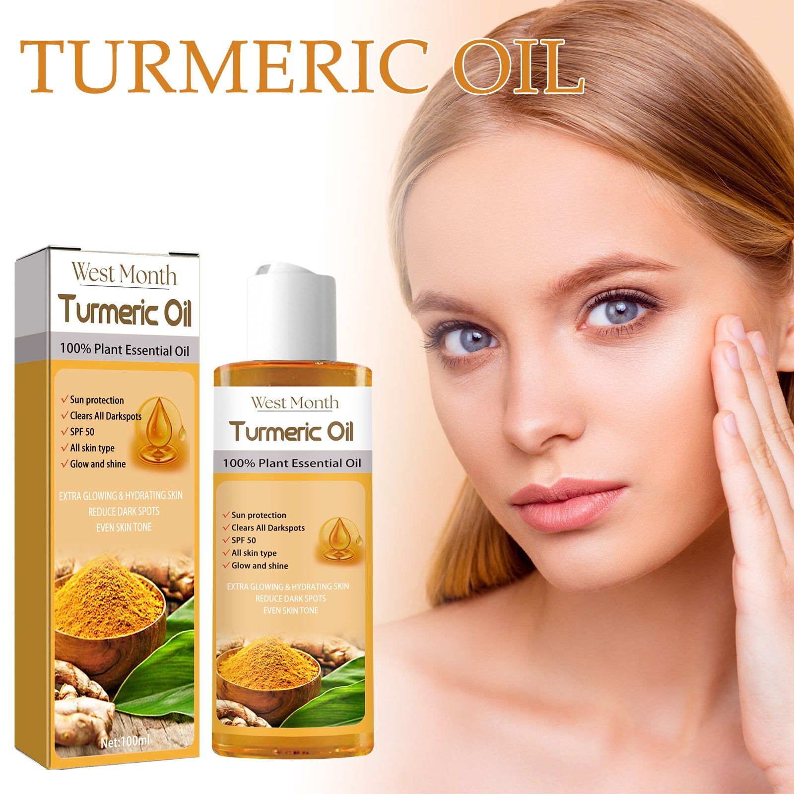 Brightening and Moisturizing Turmeric Facial Oil for Radiant, Glowing Skin ,100ml