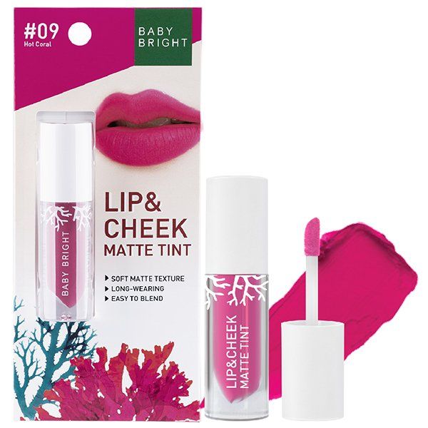 Lip & Cheek Matte Tint 2.4g Baby Bright (M) #09 Hot Cora