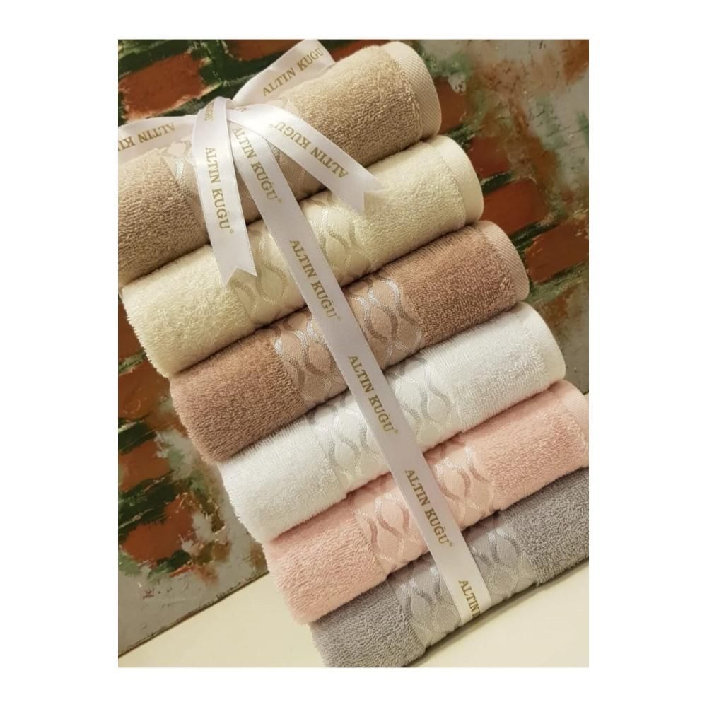 Özdilek Elissa Cotton Soft Hand Face Towel 6 Pcs - Cream ,Pink, Stone, Gray, Beige, White 50*80 cm