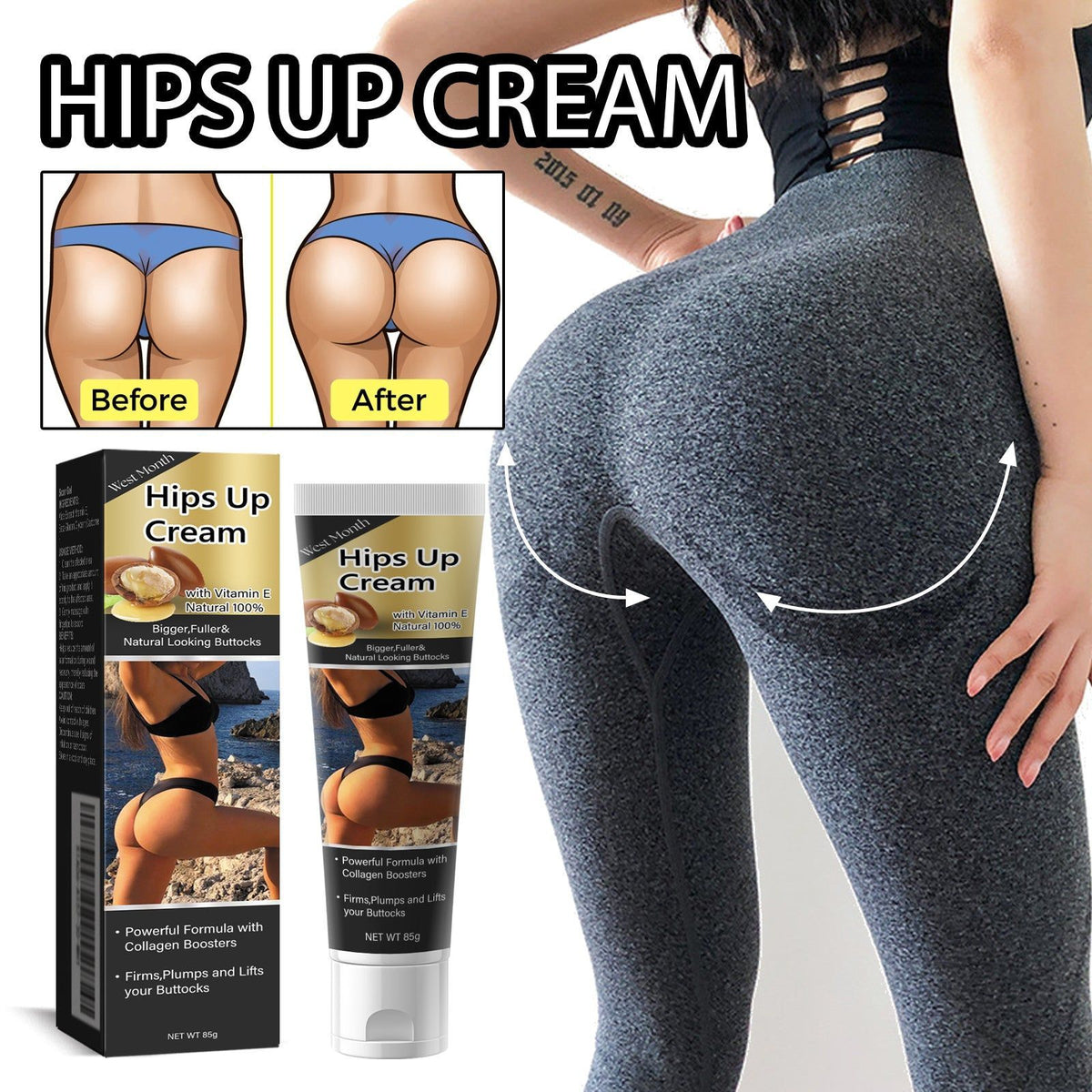 Best Firming Hips Cream for Moisturizing, Tightening, and Sculpting, Achieve a Beautiful Butt ,85g