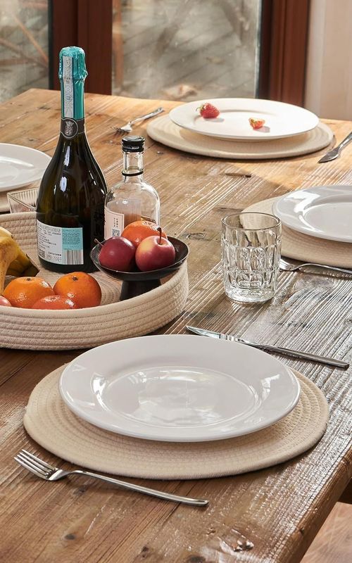 AIESY® Beautiful Round Woven Cotton Rope Placemats Set