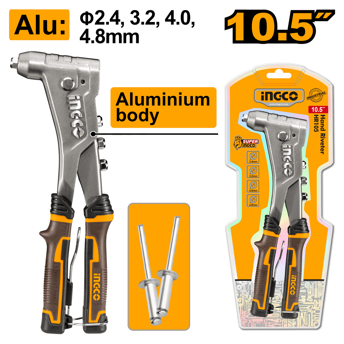 INGCO Hand Riveter 10 Inch Industrial Rivet Tool