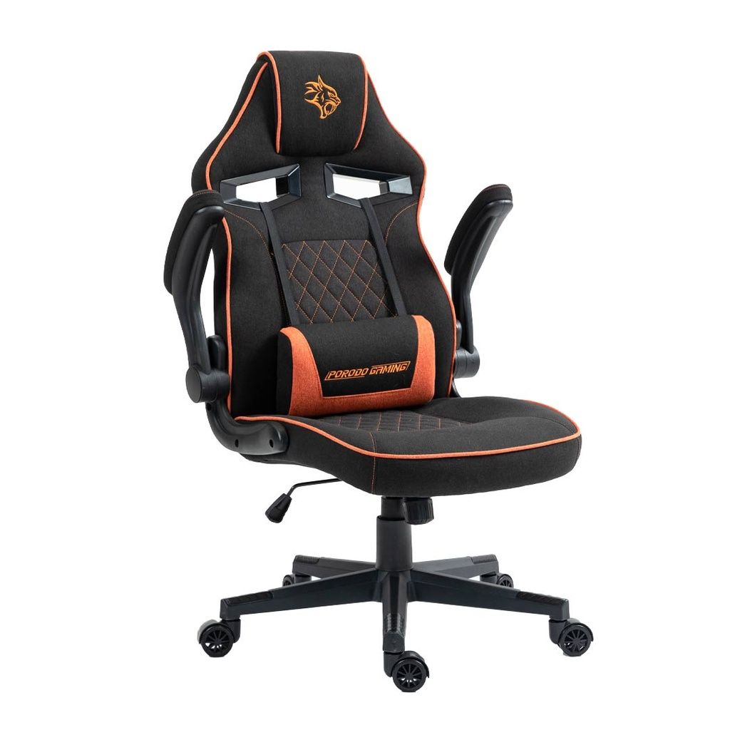 Porodo Ergonomic Gaming Chair with Flexible Headrest, PDX548, Black/Orange