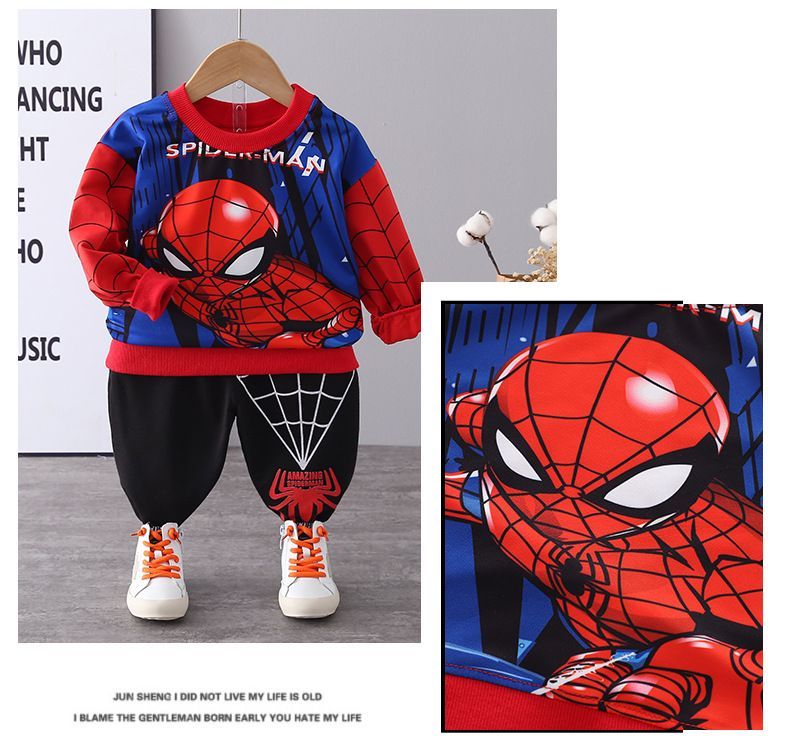 2pcs Children Spiderman Sweatshirt Pants Set Kids Autumn Long Sleeve Tops T Shirt